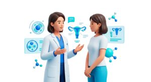 산부인과 전문의와 환자의 심도 있는 상담 모습
